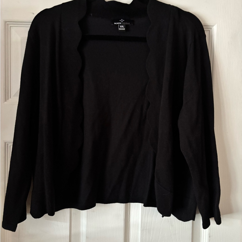 New York & Company Black Scalloped Cardigan
